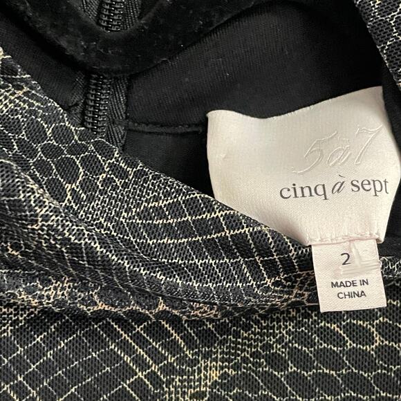 Cinq a Sept Marlene Dress in Black & Toast Abstract Print Womens Size 2 - Picture 6 of 8